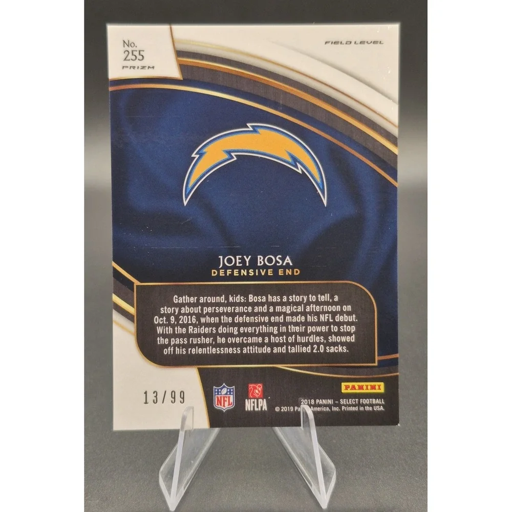 2018 Panini Select Joey Bosa #255 Field Level Tri Color Prizm /99 Chargers SP